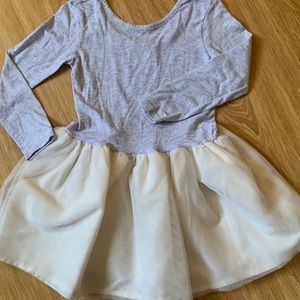 Girls Grey and White Tulle Dress